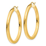 10k Yellow Gold Hoop Earrings, Classic Round Polished Design, Minimalist Everyday Style