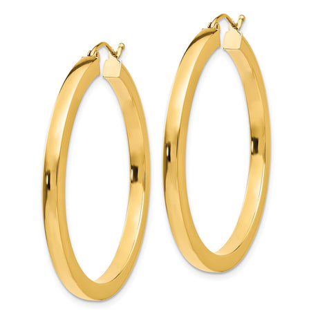 10k Yellow Gold Hoop Earrings, Classic Round Polished Design, Minimalist Everyday Style