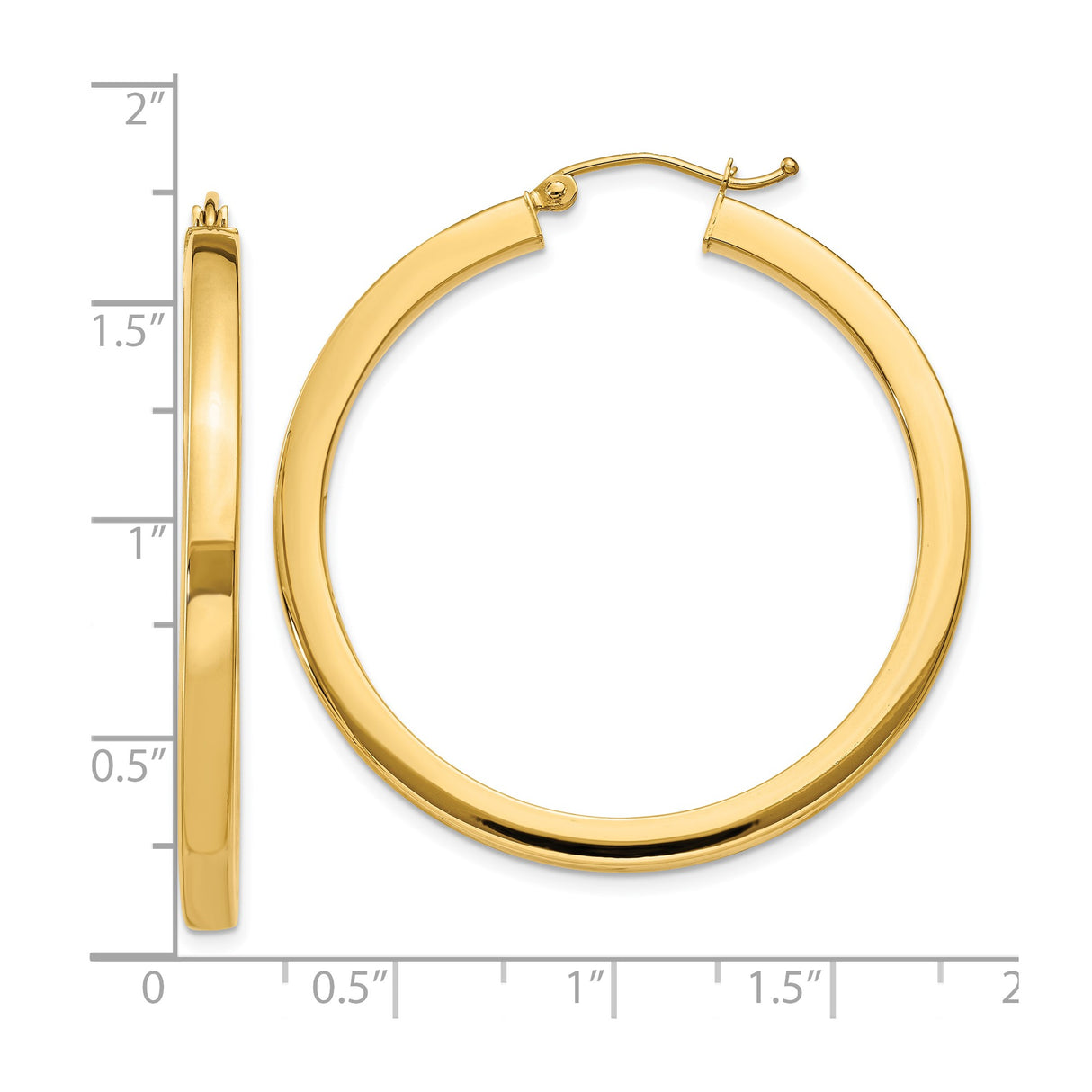 10k Yellow Gold Hoop Earrings, Classic Round Polished Design, Minimalist Everyday Style