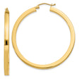 10k Yellow Gold Hoop Earrings, Medium to Large Polished Round Hoops, Minimalist Lightweight Style for Women
