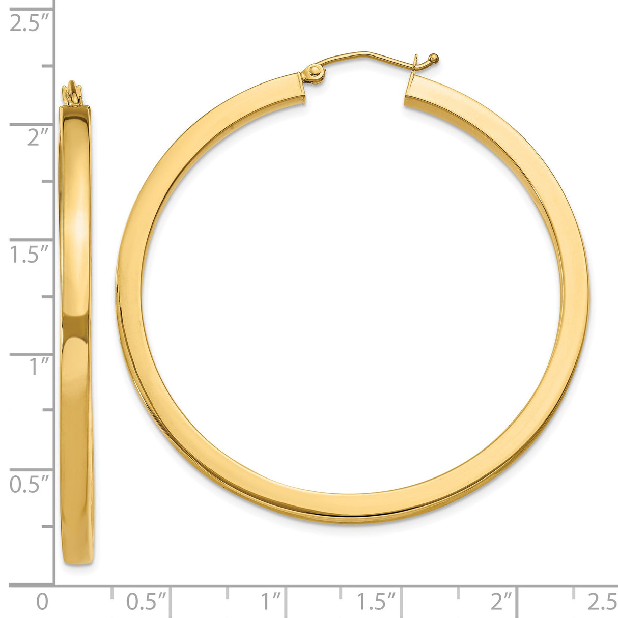 10k Yellow Gold Hoop Earrings, Large Polished Round Design, Classic Minimalist Style for Women