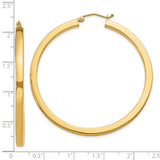 10k Yellow Gold Hoop Earrings, Large Polished Round Design, Classic Minimalist Style for Women