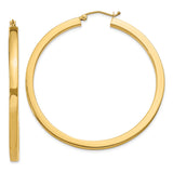 10k Yellow Gold Hoop Earrings, Large Polished Round Design, Classic Minimalist Style for Women