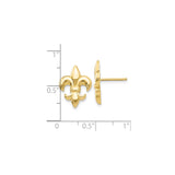 10k Yellow Gold Fleur-de-Lis Stud Earrings, Classic French Symbol for Women