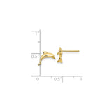 10k Yellow Gold Dolphin Stud Earrings, Polished Jumping Dolphin Design, Nautical Style