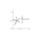 10k White Gold Starfish Stud Earrings, Minimalist Nautical Ocean Theme for Women