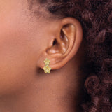 10k Yellow Gold Floral Stud Earrings with Double Plumeria Design for Women