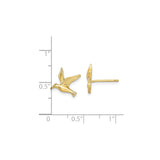 10k Yellow Gold Bird Stud Earrings with Detailed Flying Bird Design for Women