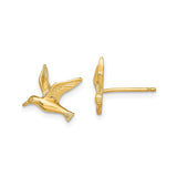 10k Yellow Gold Bird Stud Earrings with Detailed Flying Bird Design for Women
