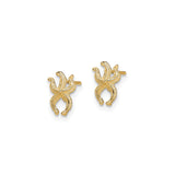 10k Yellow Gold Octopus Stud Earrings with Textured Nautical Marine Design for Women