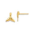10k Yellow Gold Whale Tail Earrings, Nautical Marine Life Studs for Women