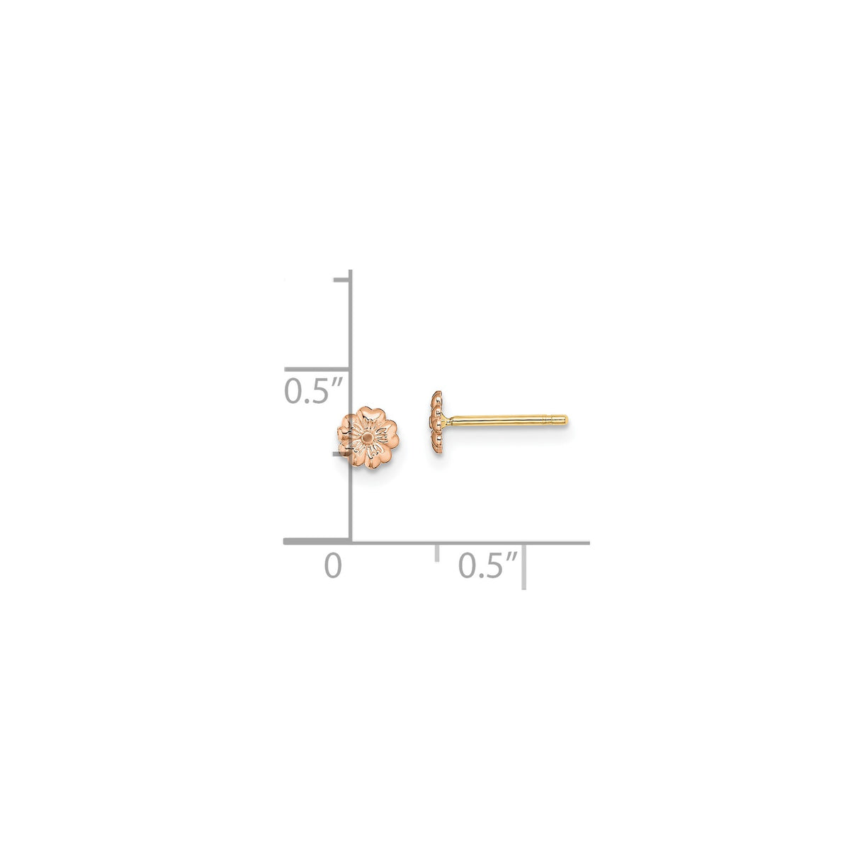10k Rose Gold Flower Stud Earrings, Delicate Bloom Design, Botanical Style for Women