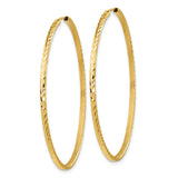 10k Yellow Gold Large Hoop Earrings with Diamond Cut Polished Finish, Lightweight Round Design