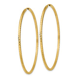 10k Yellow Gold Hoop Earrings, Textured Diamond Cut Design, Polished Endless Style for Women