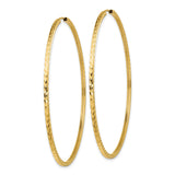 10k Yellow Gold Hoop Earrings, Diamond Cut Textured Large Lightweight Round Design for Women