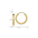 10k Yellow Gold Hoop Earrings, Classic Round Chevron Pattern with Diamond Cut Design