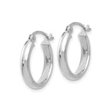 10k White Gold Hoop Earrings, Polished Minimalist Round Design, Lightweight Everyday Style