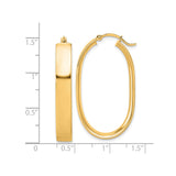 10k Yellow Gold Oval Hoop Earrings, Polished Flat Surface, Latch Back, Lightweight Style