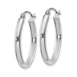 10k White Gold Oval Hoop Earrings with Polished Finish, Lightweight Design for Women