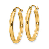 10k Yellow Gold Oval Hoop Earrings, Lightweight Tube Design, Hinged Latch Back, Minimalist Style