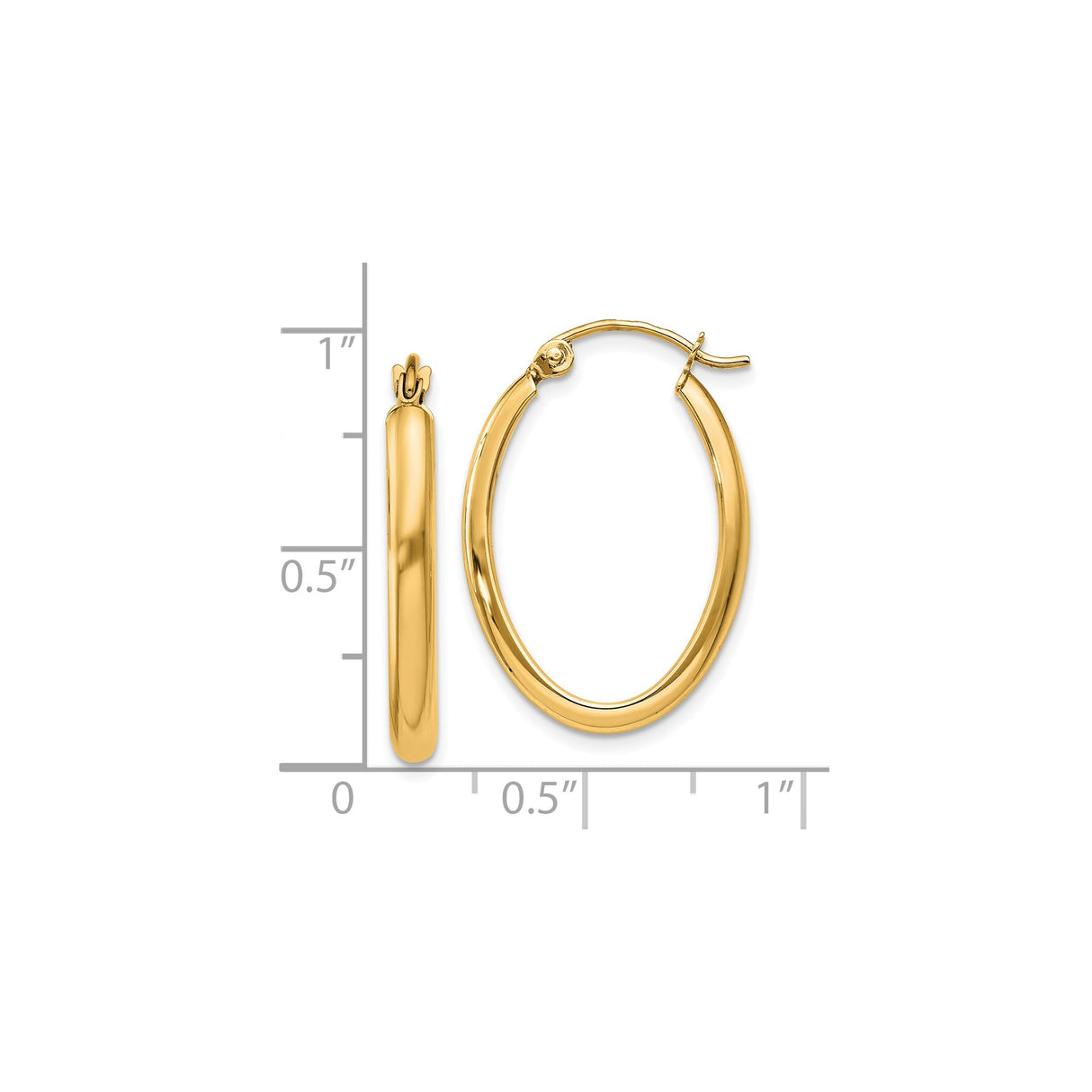 10k Yellow Gold Oval Hoop Earrings, Lightweight Tube Design, Hinged Latch Back, Minimalist Style