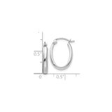 10k White Gold Oval Hoop Earrings, Polished Lightweight Smooth Finish, Classic Everyday Style