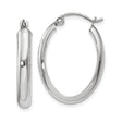10k White Gold Oval Tube Hoop Earrings, Polished Sleek Minimalist Design for Women