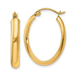10k Yellow Gold Oval Hoop Earrings, Polished Finish, Latch Back, Lightweight Tube Style