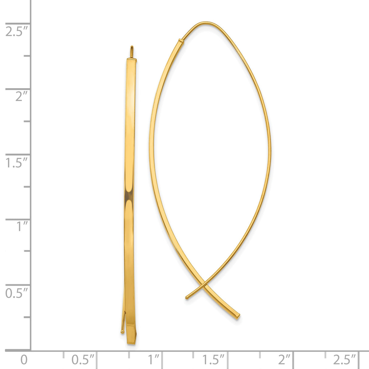 10k Yellow Gold Dangle Earrings, Ichthys Christian Fish Symbol, Minimalist Religious Jewelry