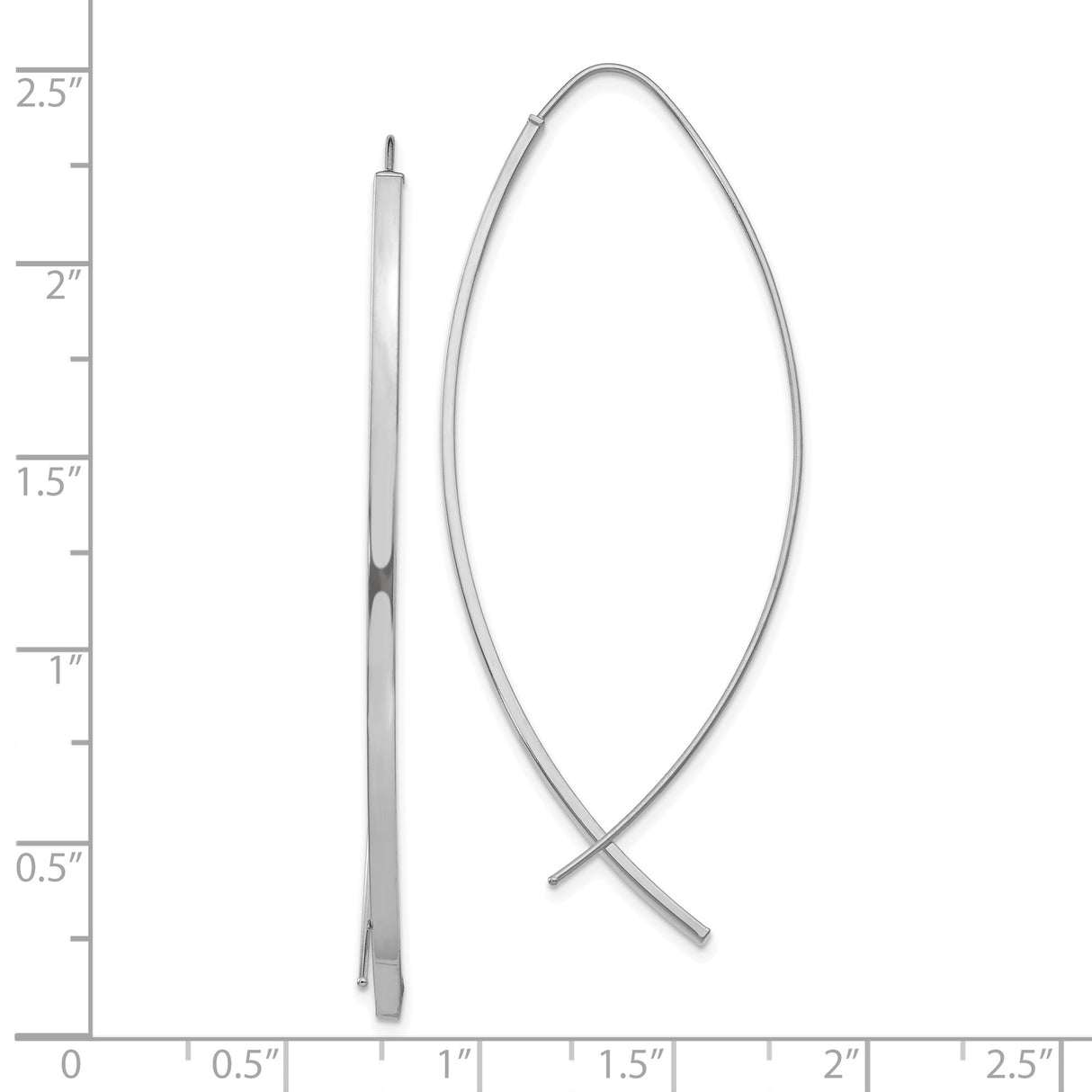 10k White Gold Threader Earrings, Ichthys Christian Fish Symbol, Minimalist Religious Jewelry for Women