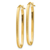 10k Yellow Gold Oval Hoop Earrings, High Polish and Satin Finish, Lightweight Modern Design