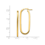 10k Yellow Gold Oval Hoop Earrings, High Polish and Satin Finish, Lightweight Modern Design