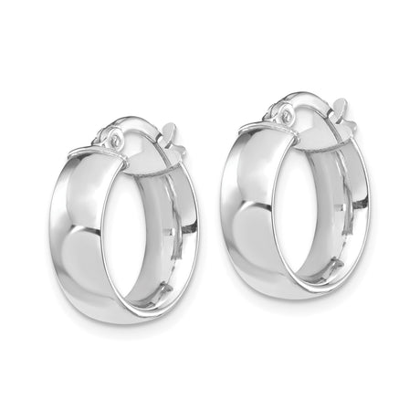 10k White Gold Huggie Hoop Earrings, Polished Small Classic Hoops, Minimalist Lightweight Design for Women