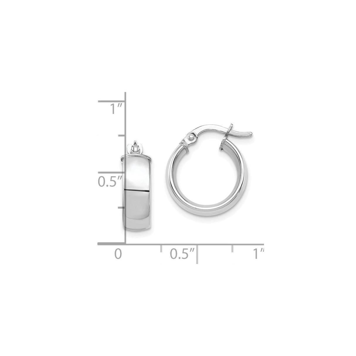 10k White Gold Huggie Hoop Earrings, Polished Small Classic Hoops, Minimalist Lightweight Design for Women
