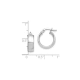 10k White Gold Huggie Hoop Earrings, Polished Small Classic Hoops, Minimalist Lightweight Design for Women