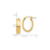 10k Yellow Gold Oval Hoop Earrings with Hinged Closure, Polished Finish, Lightweight Medium Size