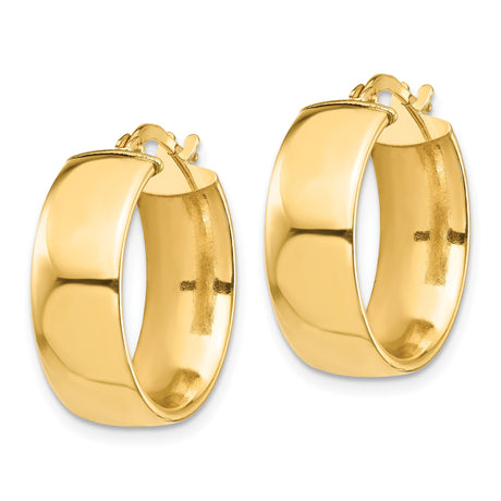 10k Yellow Gold Hoop Earrings, Smooth Polished Finish, Lightweight Minimalist Style for Women