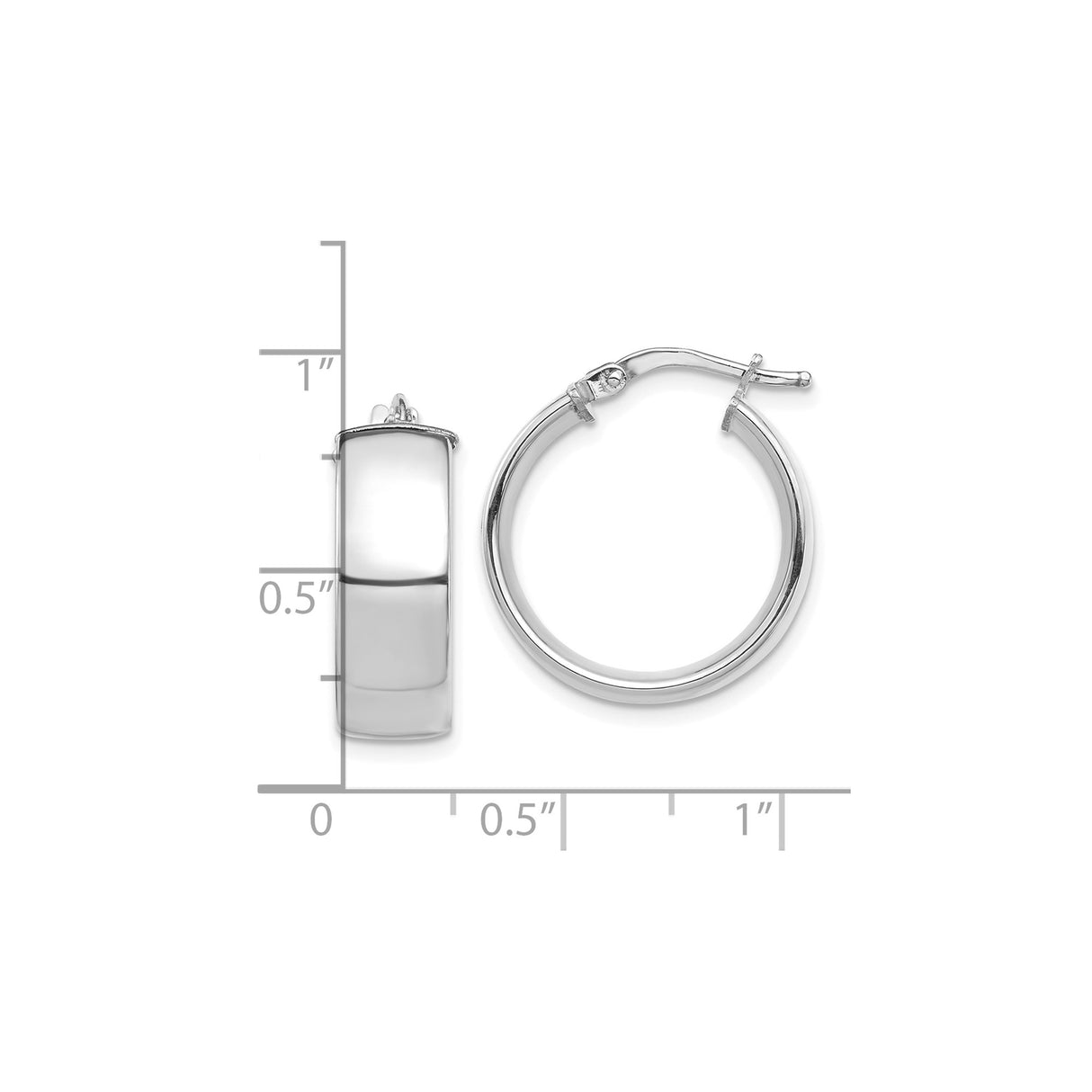 10k White Gold Hoop Earrings, High Polish Finish, Latch Back, Minimalist Style for Women