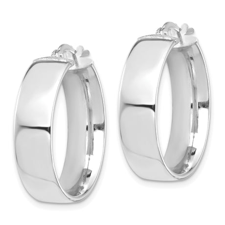 10k White Gold Hoop Earrings, Polished Minimalist Design, Lightweight Everyday Style