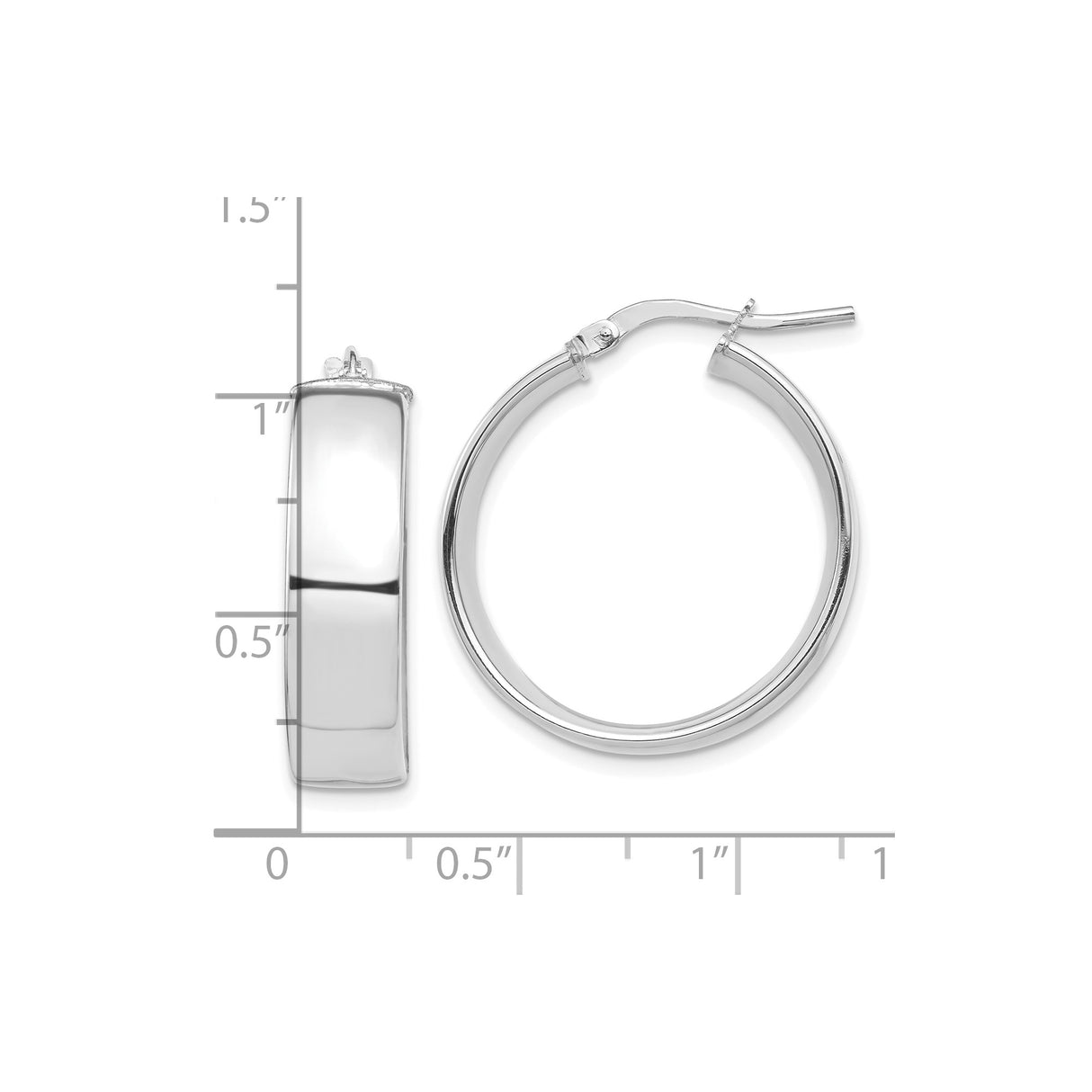 10k White Gold Hoop Earrings, Polished Minimalist Design, Lightweight Everyday Style