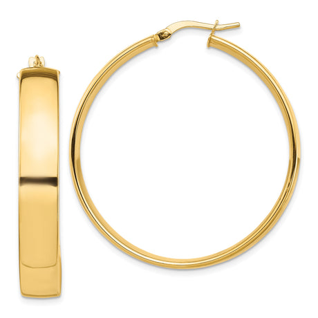 10k Yellow Gold Hoop Earrings, Classic Round Polished Design, Lightweight Minimalist Style for Women