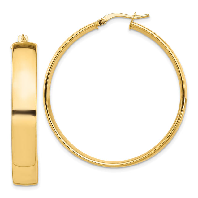 10k Yellow Gold Hoop Earrings, Classic Round Polished Design, Lightweight Minimalist Style for Women