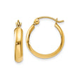 10k Yellow Gold Hoop Earrings, Classic Polished Round Design with Hinge Clasp, Lightweight Jewelry