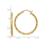 10k Yellow Gold Hoop Earrings, Twisted Braided Design, Polished Finish for Women