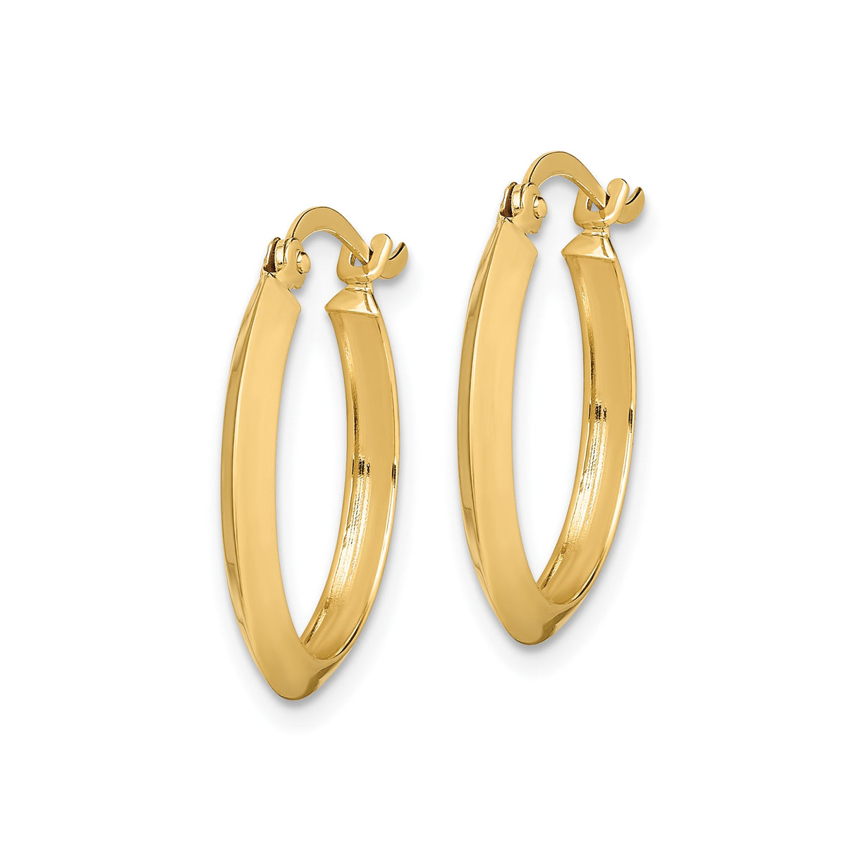 10k Yellow Gold Hoop Earrings, Sleek Flat-Edge, Polished Finish, Lightweight Round Style