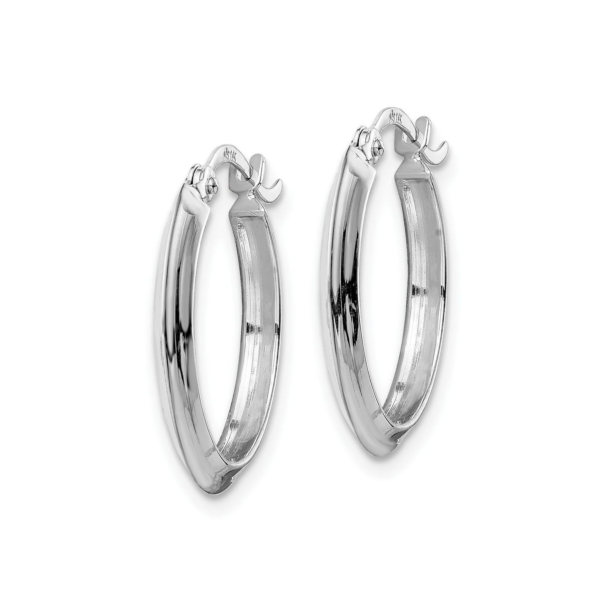 10k White Gold Hoop Earrings, Classic Round Shape with Polished Finish, Lightweight Modern Design