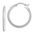10k White Gold Hoop Earrings, Flat Edge Design, Polished Finish, Minimalist Style for Women