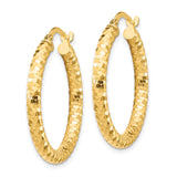 10k Yellow Gold Hoop Earrings with Diamond-Cut Faceted Design and Polished Finish