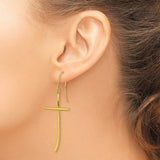 10k Yellow Gold Cross Dangle Earrings with Modern Minimalist Geometric Design
