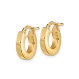 10k Yellow Gold Hoop Earrings, Classic Polished Round Tube, Lightweight Medium Size for Women